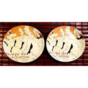 2 Vintage Sango Cabaret Moulin Rouge Troupe De Elephantine Oval Dinner Plates